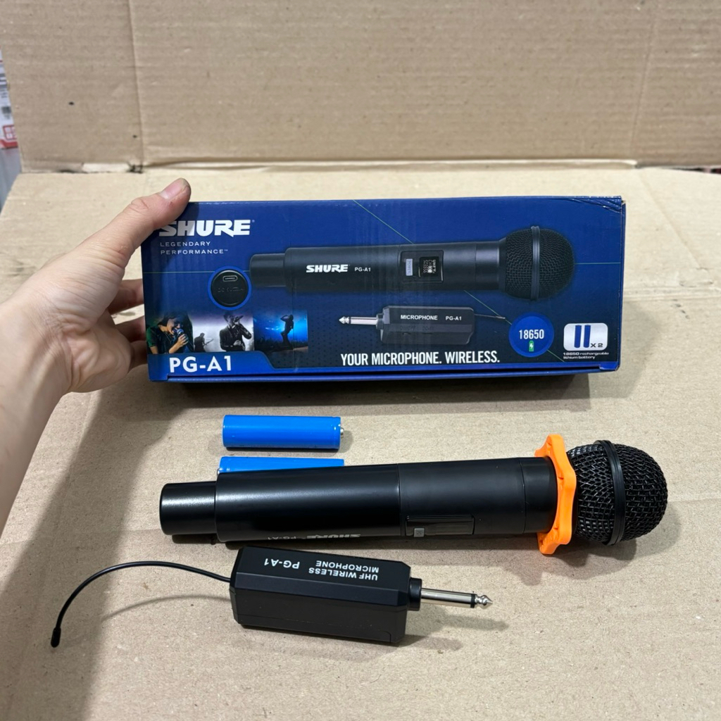 Mic Wireless Shure PG-A1 Pakai Baterai Microphone Shure Wireless Tanpa Kabel