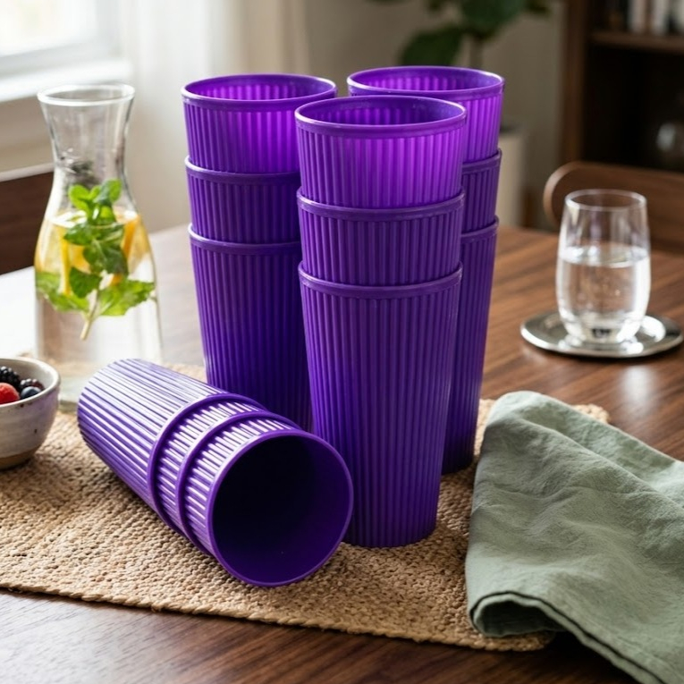 12PCS/6PCS GELAS BAMBU / GELAS PLASTIK LUCU / GELAS PLASTIK TEBAL