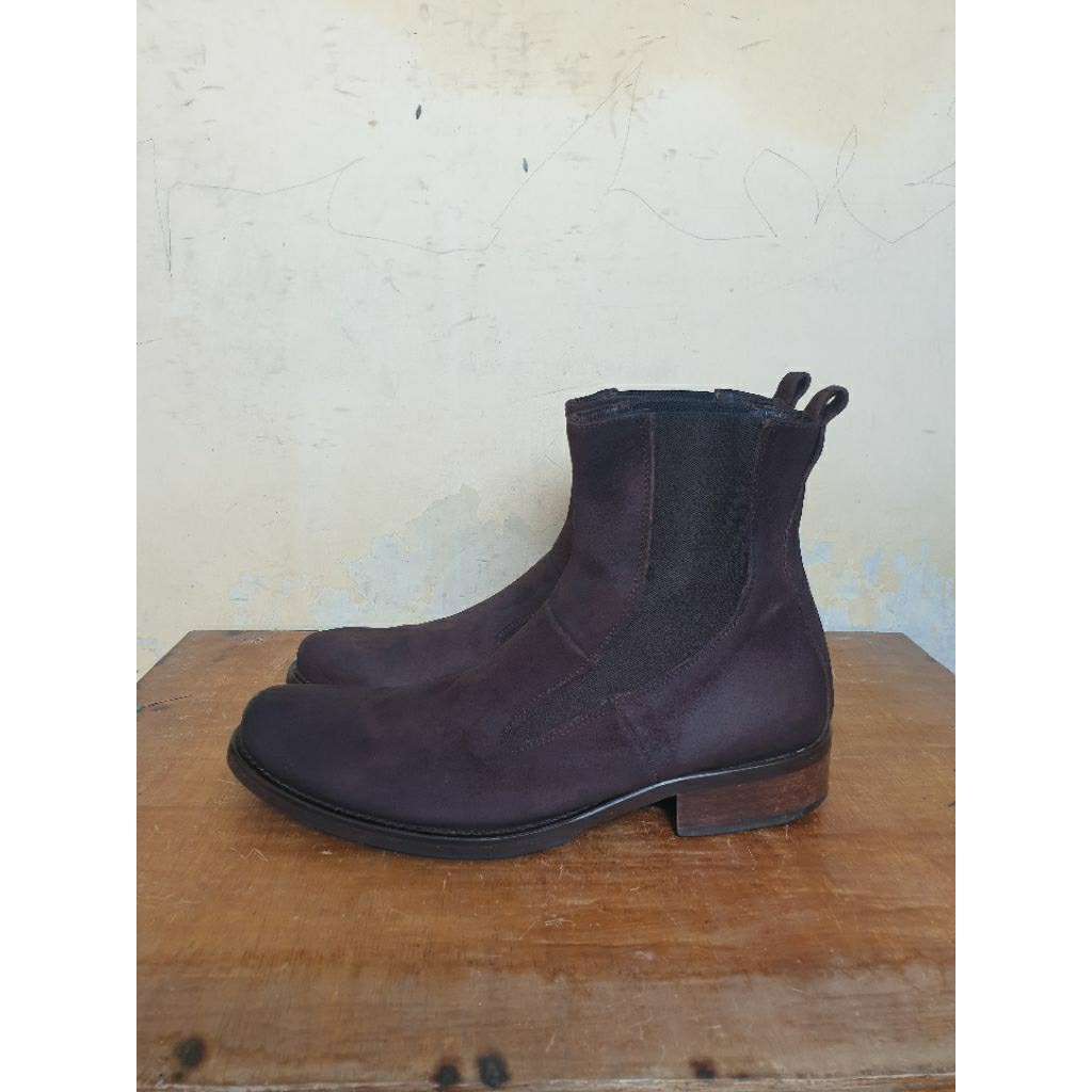 Chelsea Boots Logan Brown Chocolate Suede Leather Italy Size 41