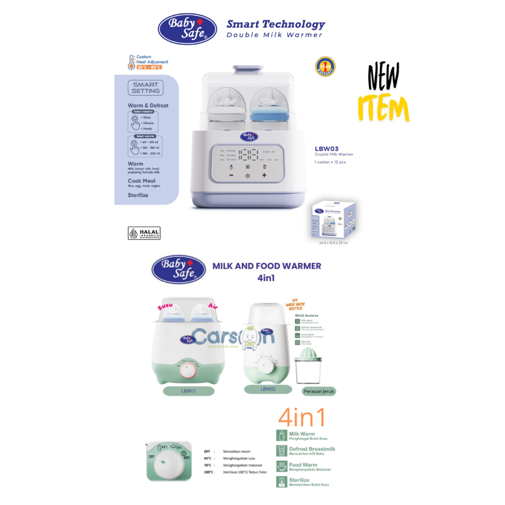 Baby Safe Twin Bottle Warmer Babysafe Alat Steril Botol Susu Bayi|Penghangat ASI Susu Makanan LBW01&