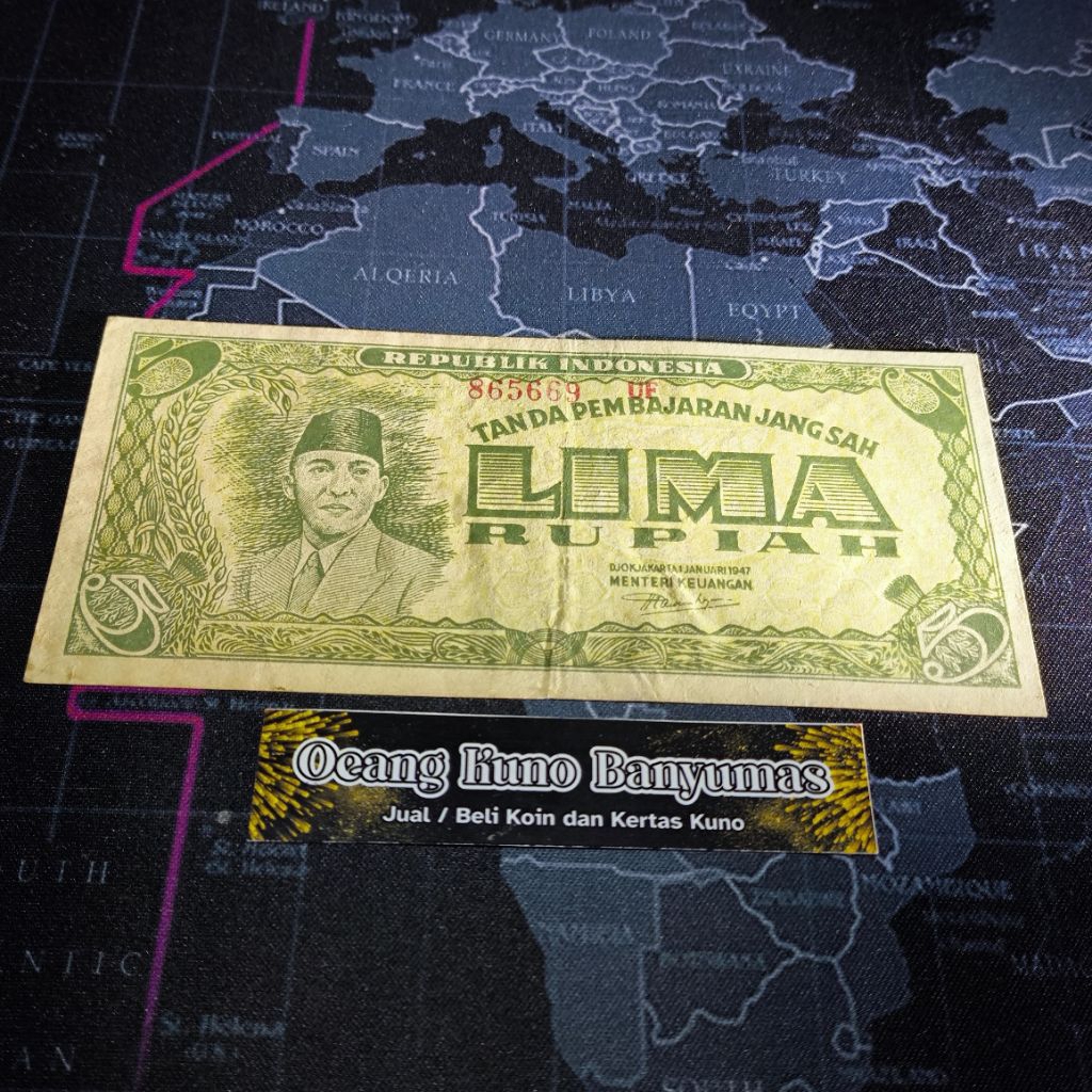 Koleksi 5 Rupiah Tahun 1945 Seri ORI (Oeang Republik Indonesia) Original