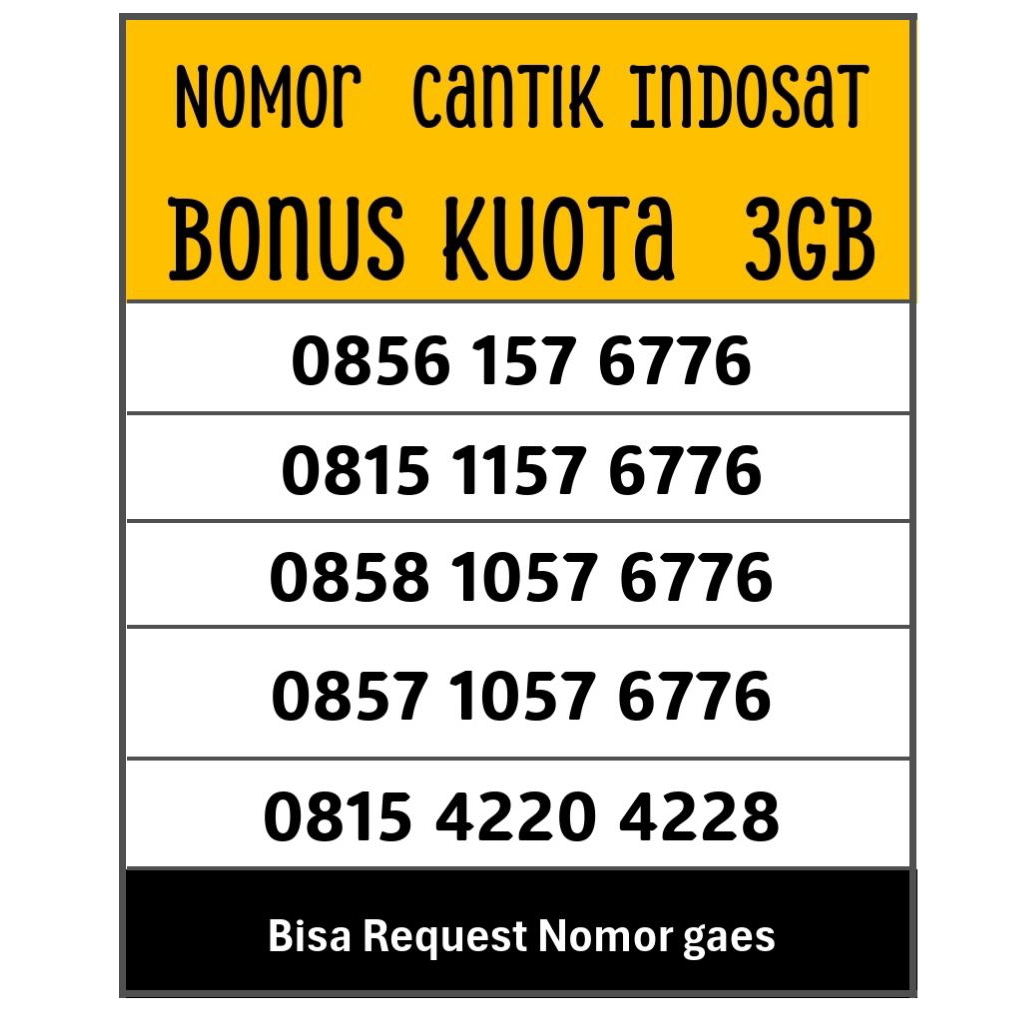 Kartu Perdana Nomor Cantik Indosat Ooredoo Jaringan  Luas Support 5G