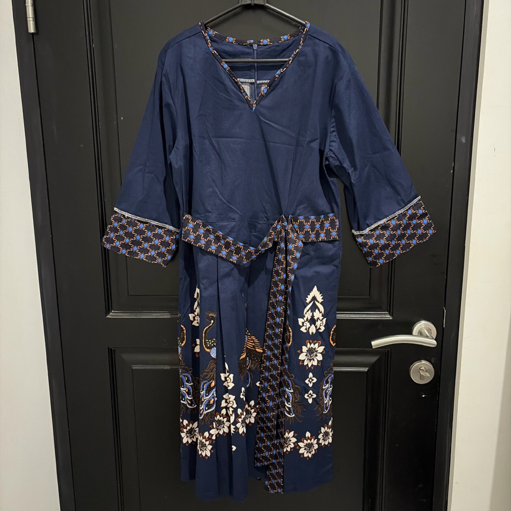 PRELOVED Dress Batik | Seragam Batik Navy Wanita