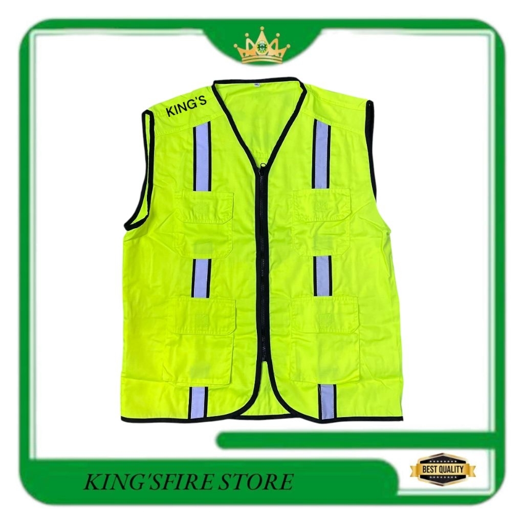 Safety vest Pu warna hijau stabilo /rompi safety /rompi proyek