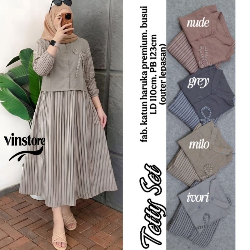Tetty Set by Vinstore Dress 2in1 Outer Lepasan Dress Wanita Terbaru Best Seller