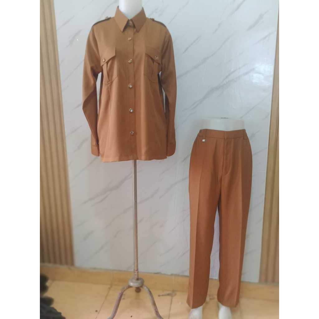 SERAGAM PEMDA PDH GURU / PNS WANITA WARNA KHAKI TUA