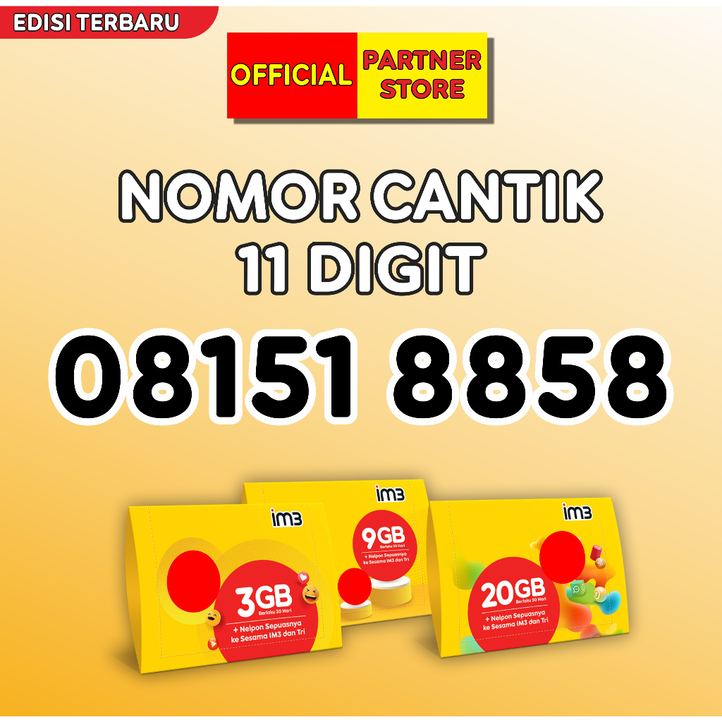 Kartu perdana Indosat nomor cantik Berurutan 888988 Digit