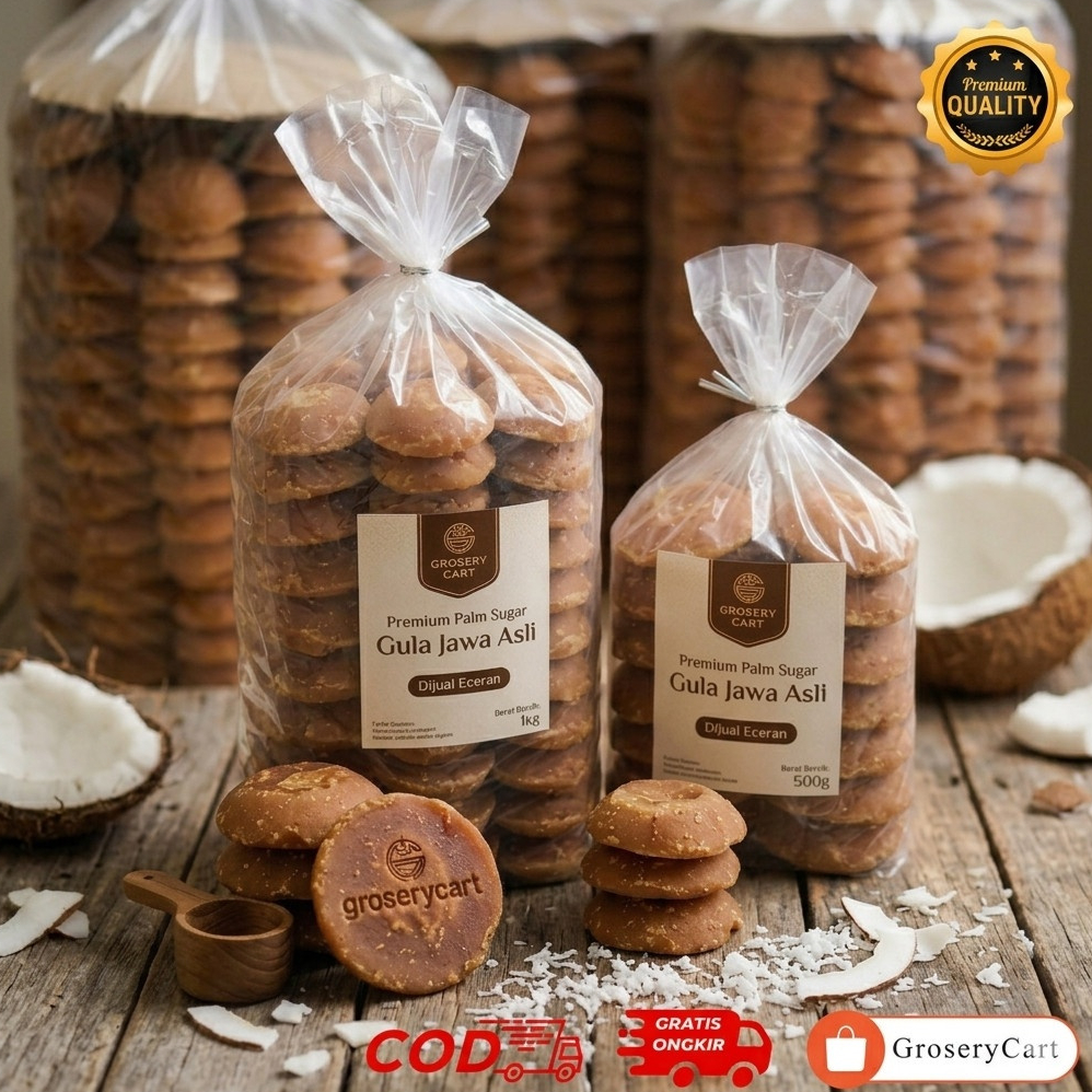 Gula Jawa Kelapa Nira Kelapa - Gula Merah Tradisional Cetak Dakon Kualitas Super - Gula Jawa Merah K
