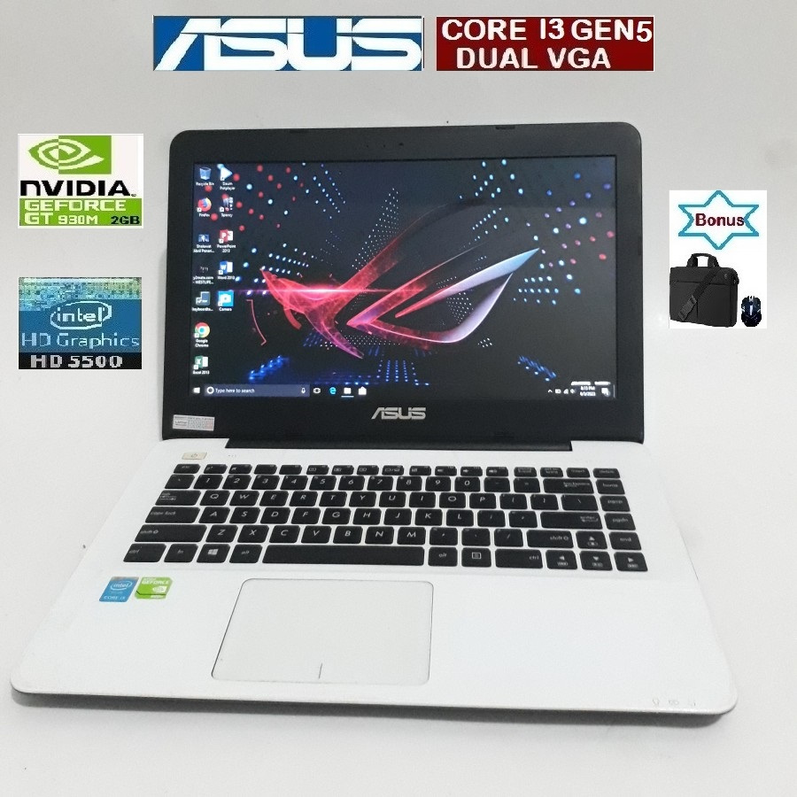 ASUS X455L gen5 Dual vga Hardis Ssd 128Gb Ram 8gb Gb Laptop Core I3 Nvdia Geforce 2Gb