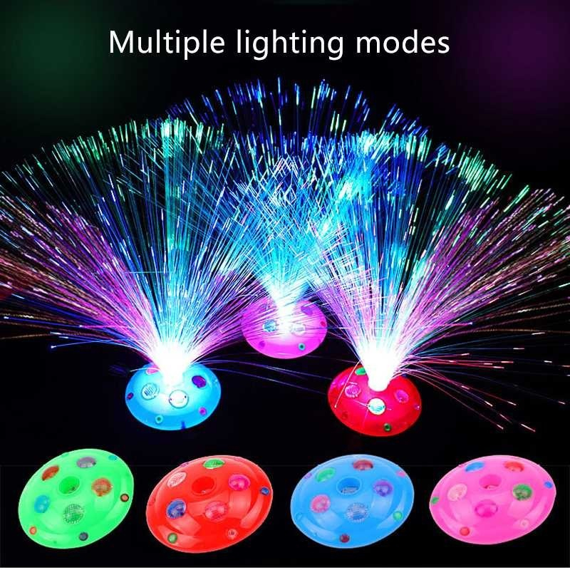 Lampu Hias Rumput Jerami Nyala Fiber Optic LED Dekorasi Meja Fiber Optik Glow In The Dark Lampu Tidu