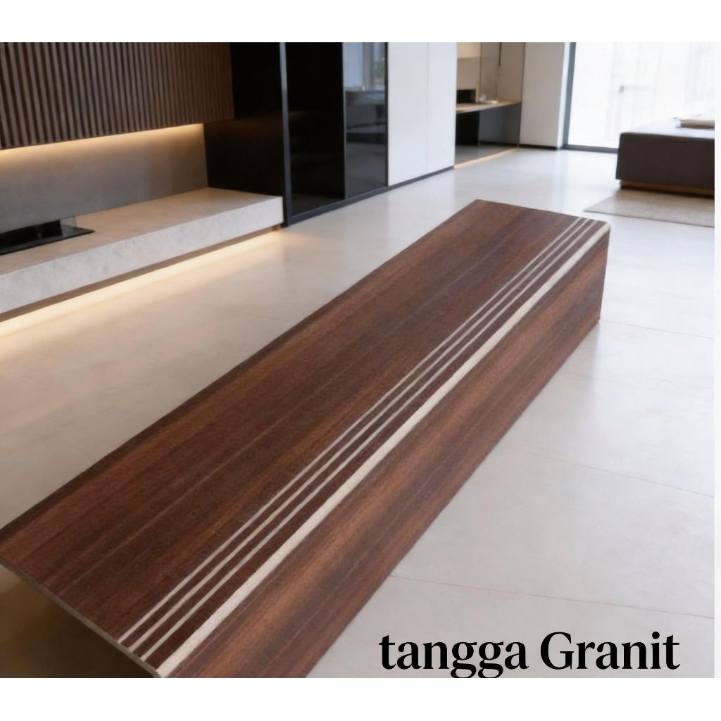 Tangga Granit Lantai Dan Dinding Dengan Dengan motif kayu 30x120  indogres brown Elmod