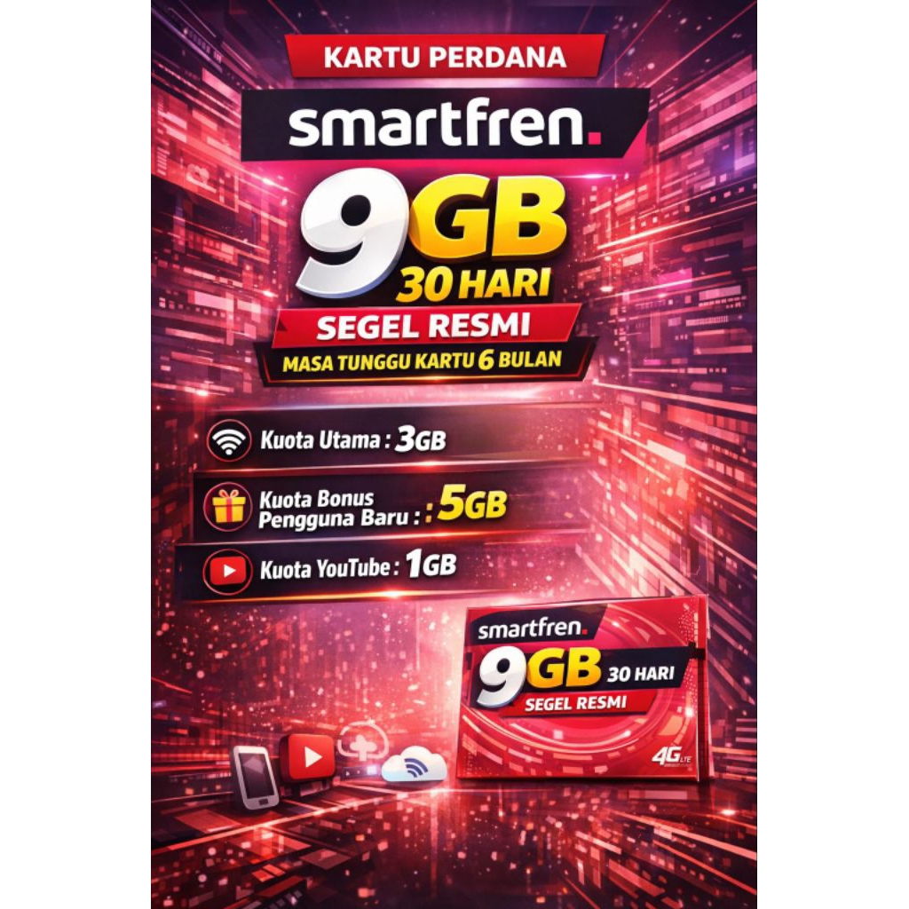 KARTU PERDANA SMARTFREN KUOTA 9 GB 1 BULAN
