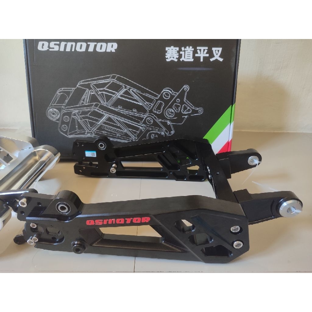 swing arm QS MOTOR, Swing arm motor listrik, Swing arm aluminium CNC