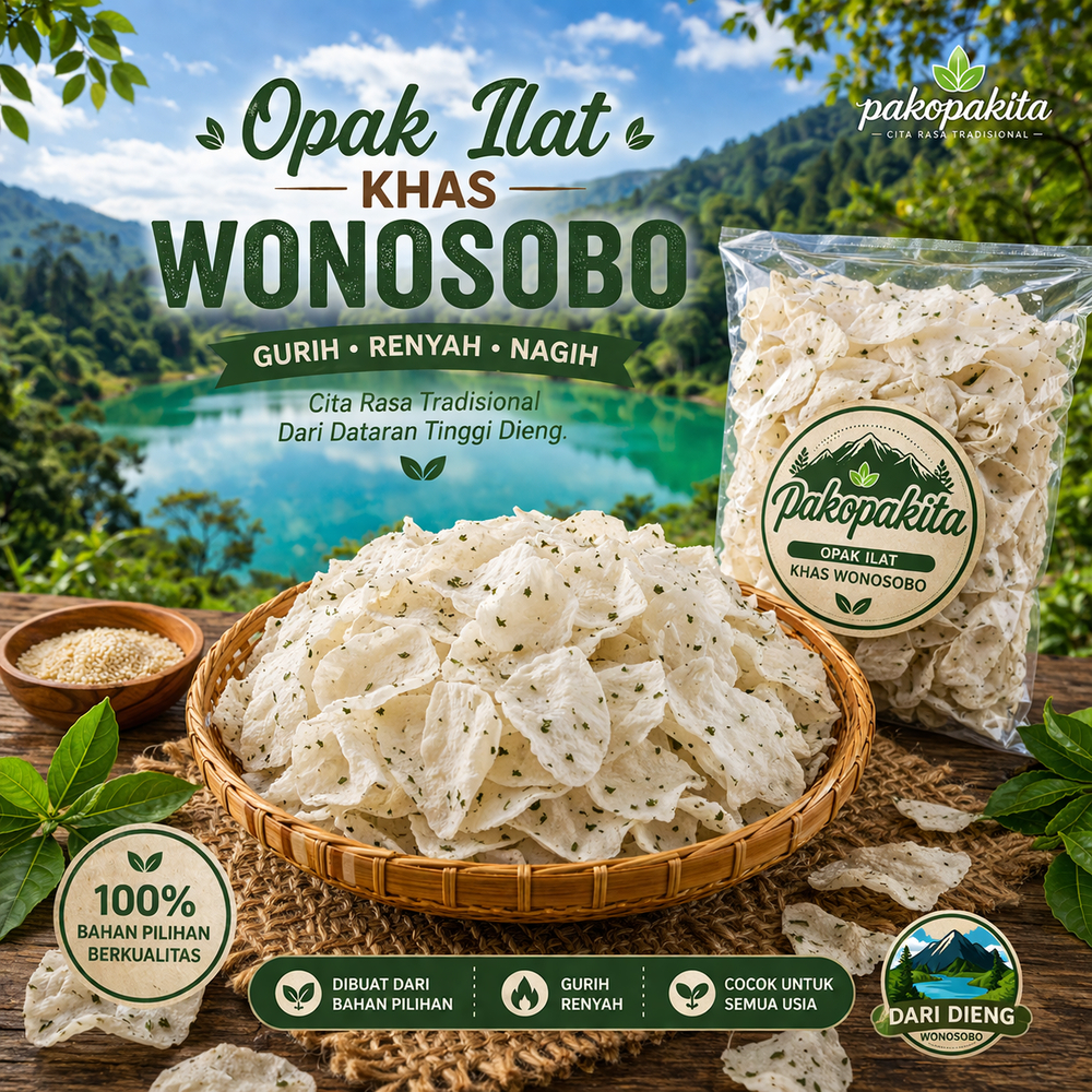 opak ilat super full daun kucai 1kg opak ilat/opak lidah mentah khas wonosobo
