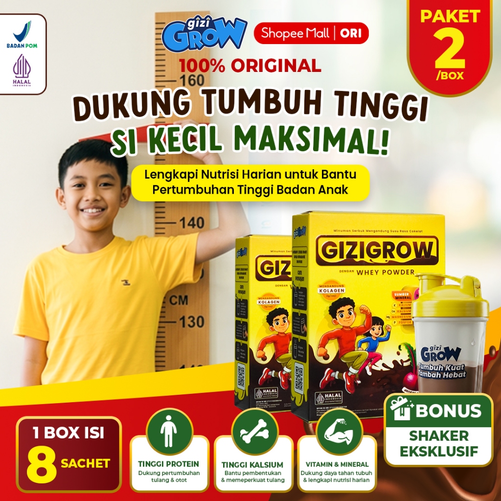 2 Box Gizigrow Susu Penambah Nafsu Makan dan Tinggi Badan Anak Usia 3-15 Tahun