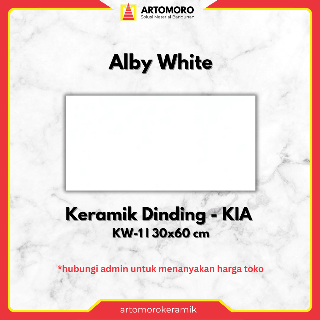 Keramik Dinding 30x60 Rectified Kw1 - KIA - Alby White | Keramik Cutting Putih Polos