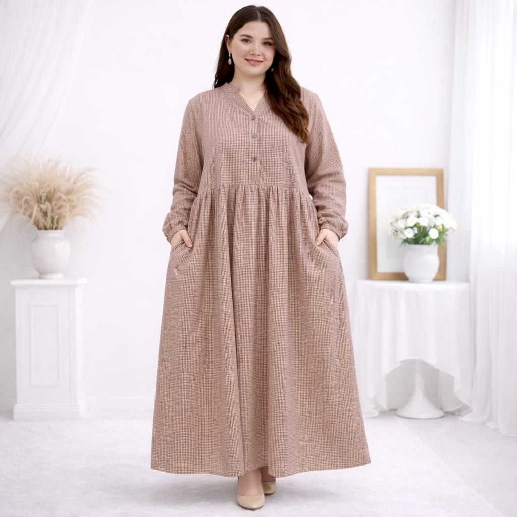 Gamis Jumbo Abaya Big Size Katun Flanel Saffa Premium LD 120 130 140 cm