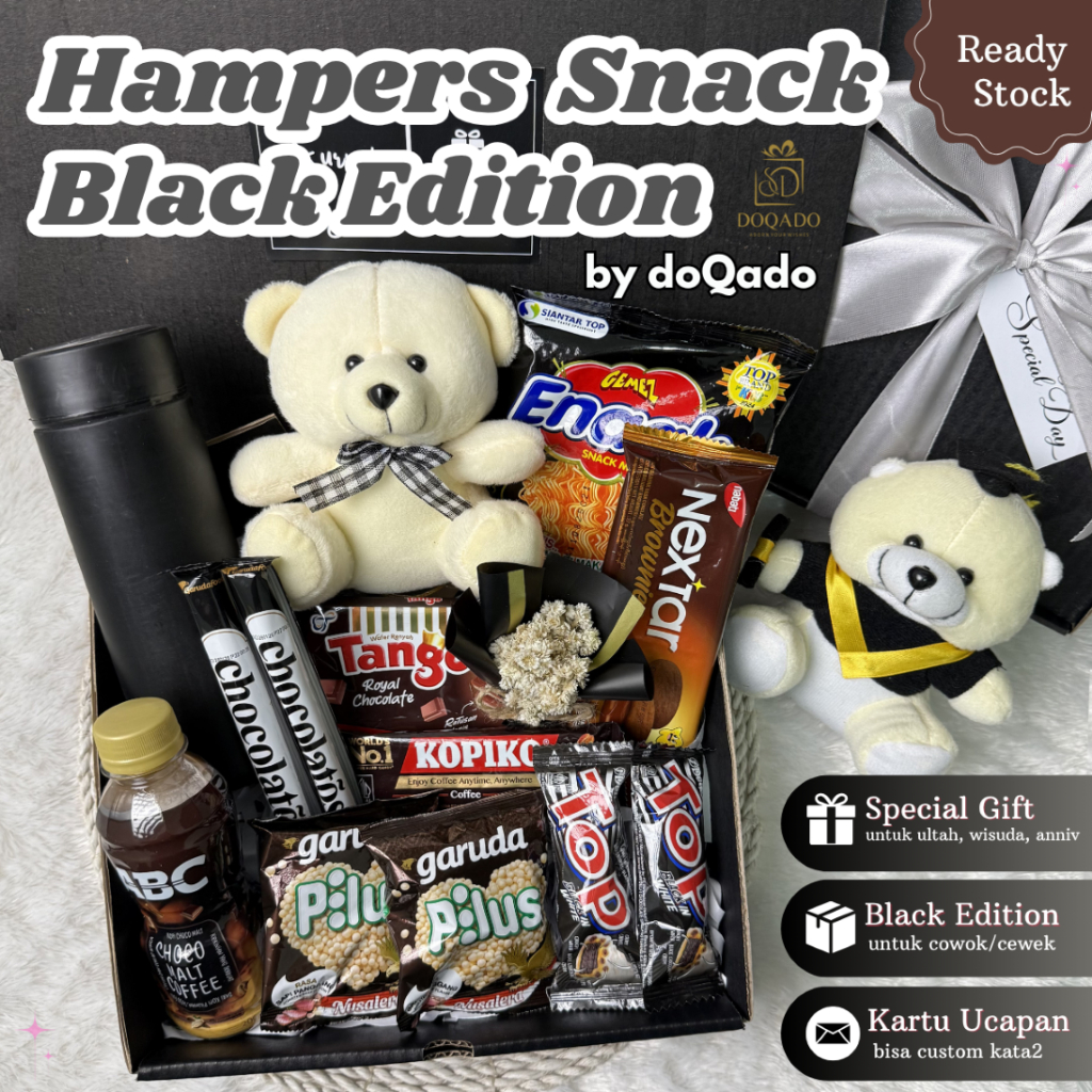 Hampers Snack | Kado Ultah Wisuda | Hadiah Ulang Tahun Sempro Cowok Cewek Black Edition
