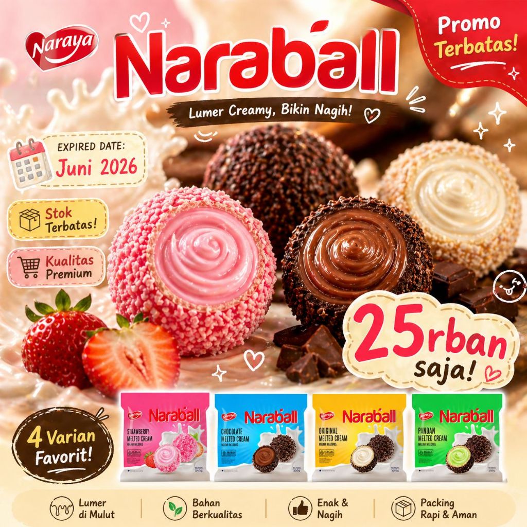 Naraball Chocolate Original Strawberry 300gram TYL Oatmaltinez Oat Chocolate / Oatmaltinez oat bars 