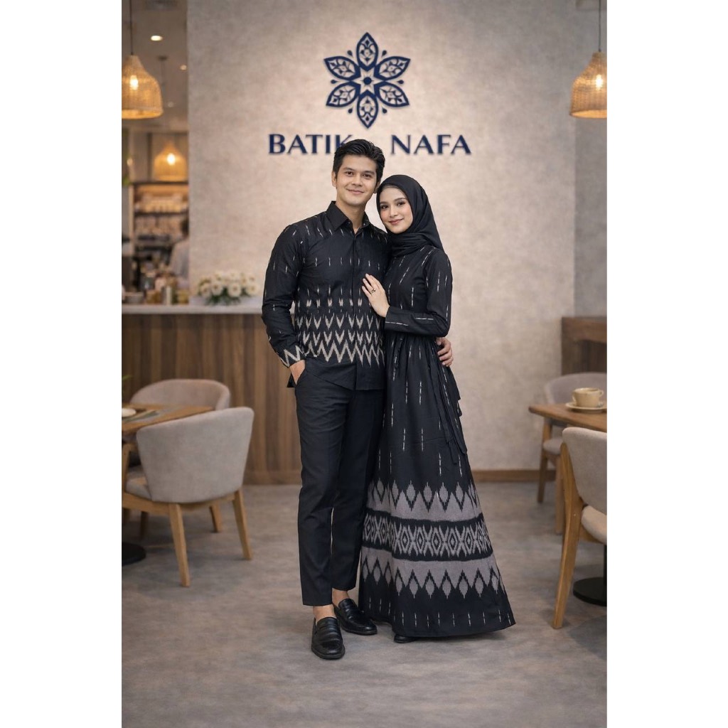 Batik Couple - Baju Batik Couple Kemeja Panjang Gamis Maxi Tali Samping Motif batik
