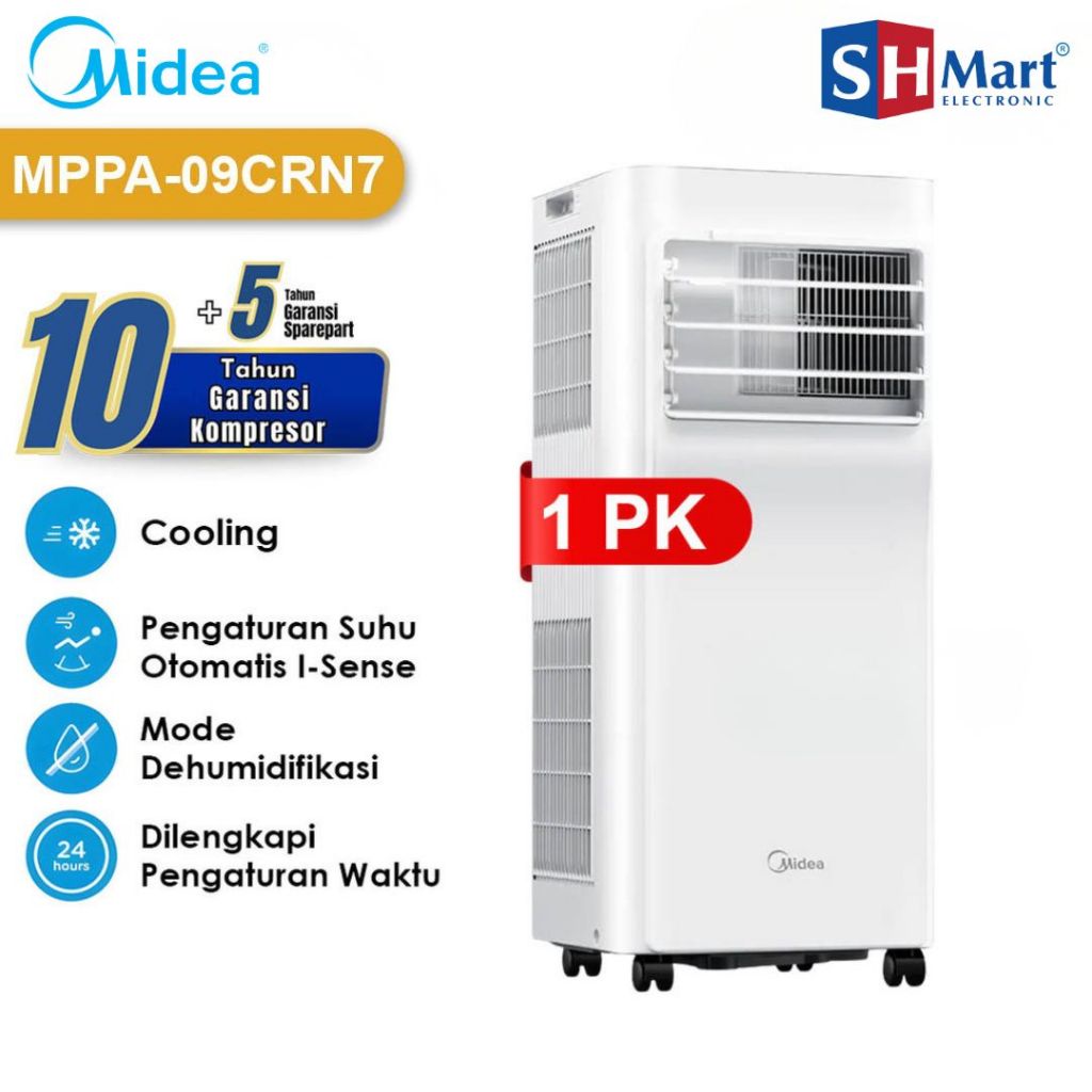 Midea Ac Portable MPPA09CRN7 1 Pk Dehumidifying Dingin Lebih Cepat Garansi Resmi (MEDAN)