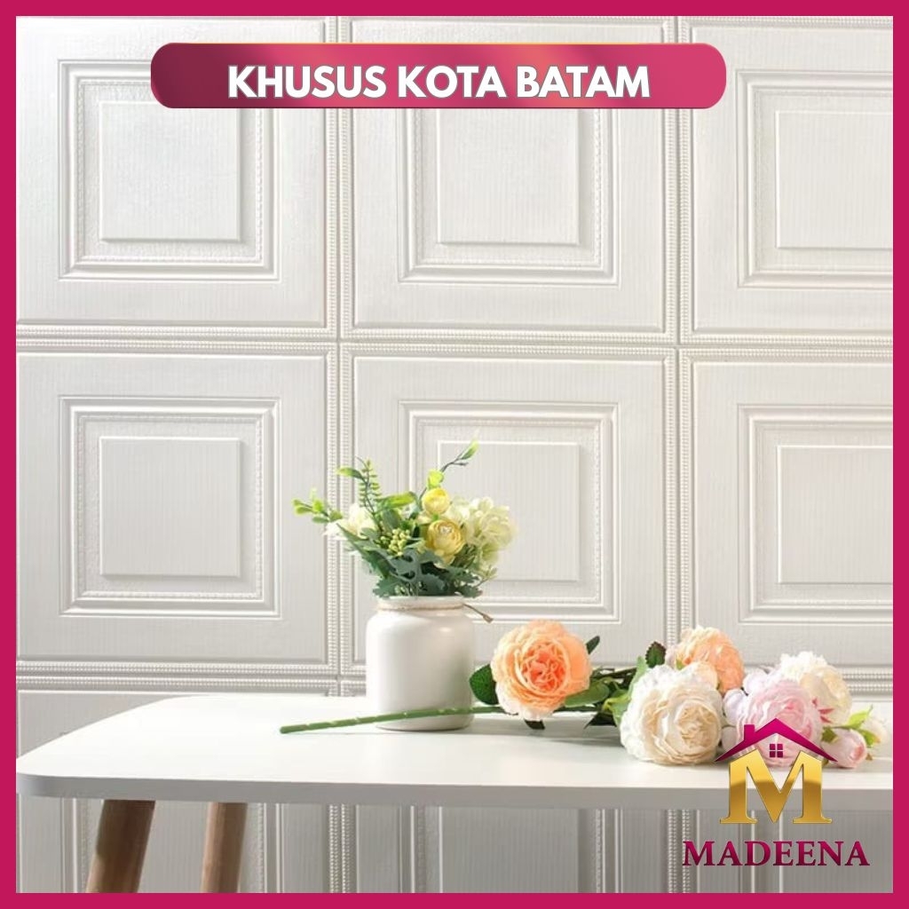 [BISA INSTAN] MOTIF BARUU  Wallpaper Plafon Rumah/ Wallpaper Dinding 3D Foam Motif Kotak Putih - 70x