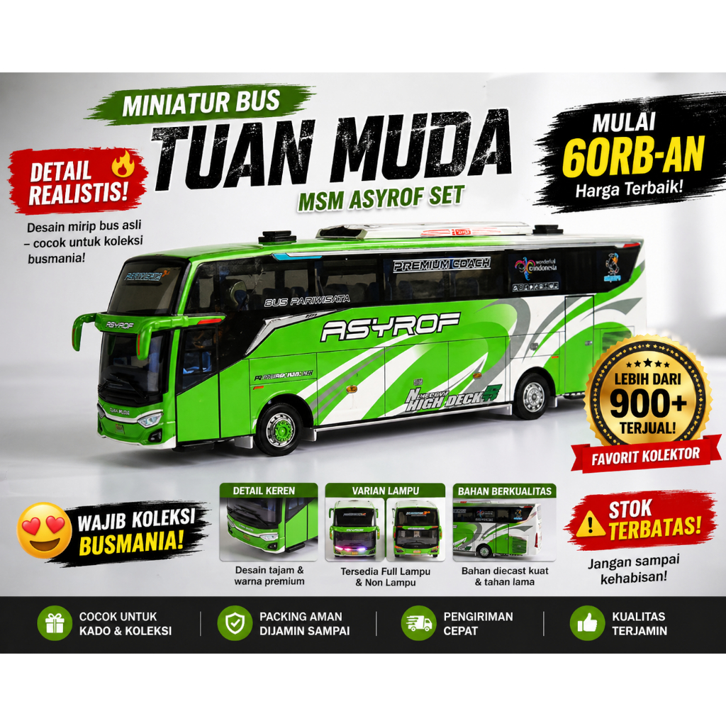 Miniatur Bus Kertas Duplex 3mm Hadiah Pajangan Mainan Koleksi