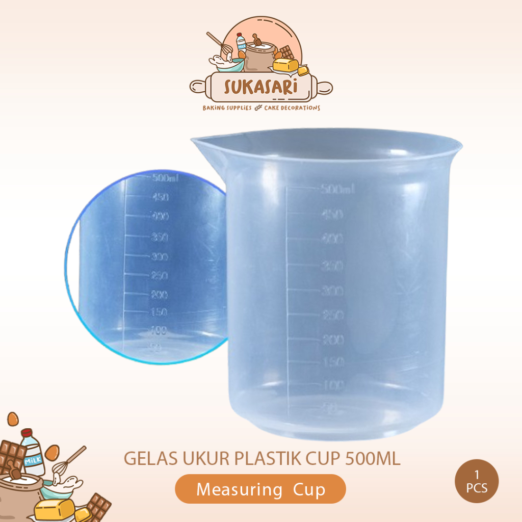 Gelas Ukur Plastik Cup 500ml /Alat Dapur Measuring Cup 500ml