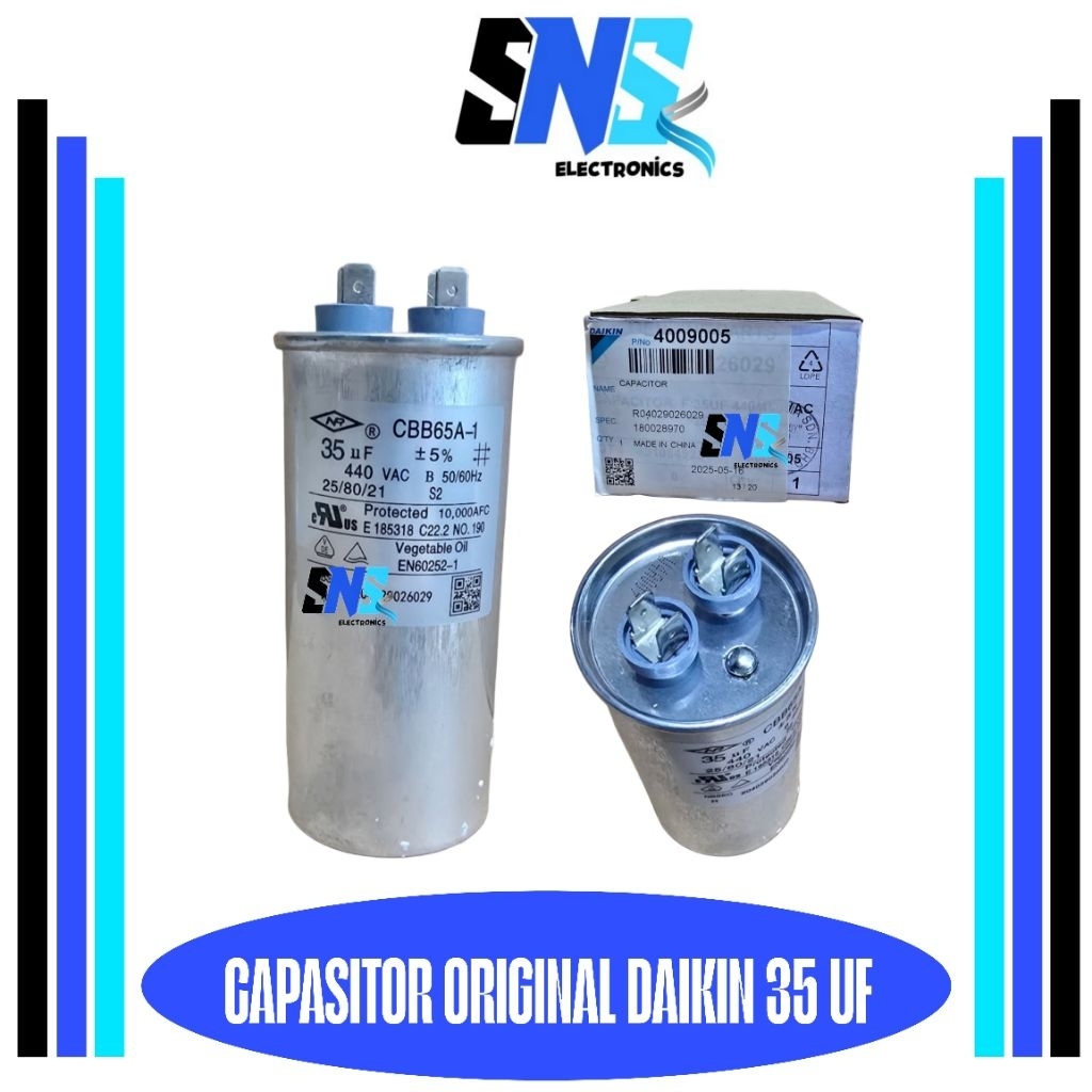 Kapasitor AC ORIGINAL DAIKIN 35 uf  440 VAC - Capasitor AC daikin original 35uf kaki 2