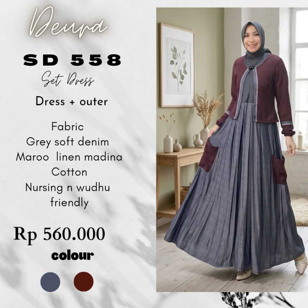Deura SD 558 / Deura / Setelan Deura / Stelan Deura / Deura Edisi Lebaran / Deura Colection / Gamis 