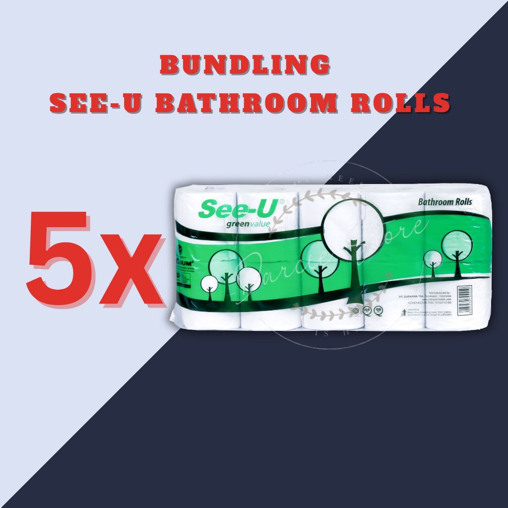 [5 Pack] Tissue See U Bathroom Rolls Green Value 10 in 1 215 sheets 2 ply Murah / Tissue Toilet See 