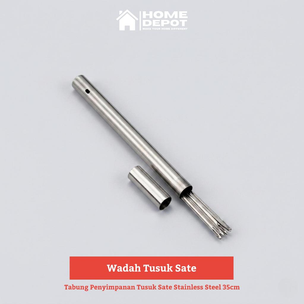 Wadah Tusuk Sate Stainless Steel Tabung Penyimpanan Tusuk Sate 35cm