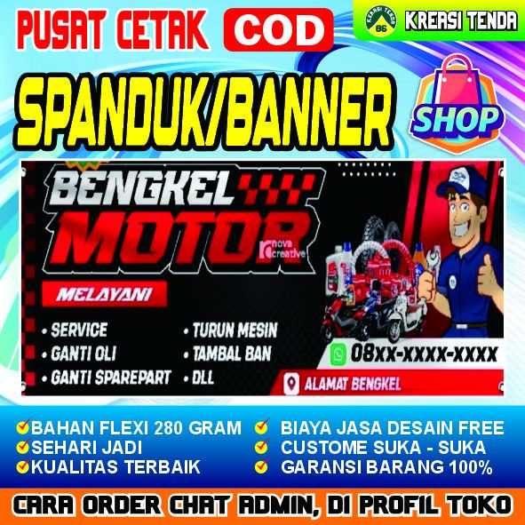 spanduk bengkel motor /spanduk bengkel custom / spanduk racing / spanduk bengkel motor balap/spanduk
