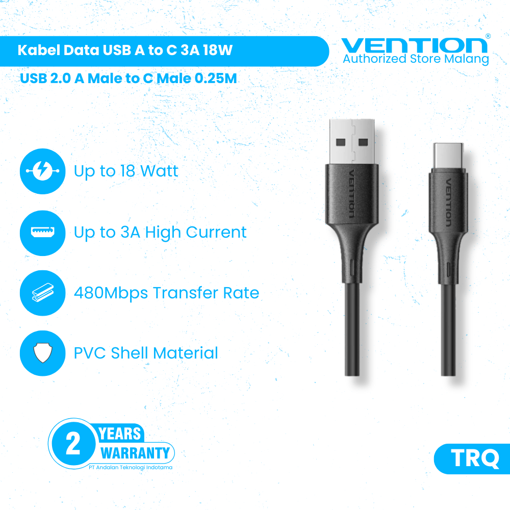 Vention Kabel Data Charger Pendek Powerbank USB A to C/Micro/Lightning Male 10W 18W 2.4A  480Mbps Ca