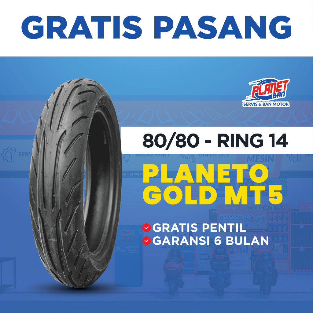 Ban Motor Ring 14 - 80/80 Planeto Gold MT5 (Ban Motor Mio Soul GT 125, Mio Z New, Mio S, Mio Gear, X