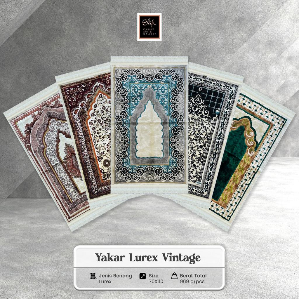 Sajadah Turki Lipat Lembut Premium Halus Yakar Lurex Vintage 70x110 Cm
