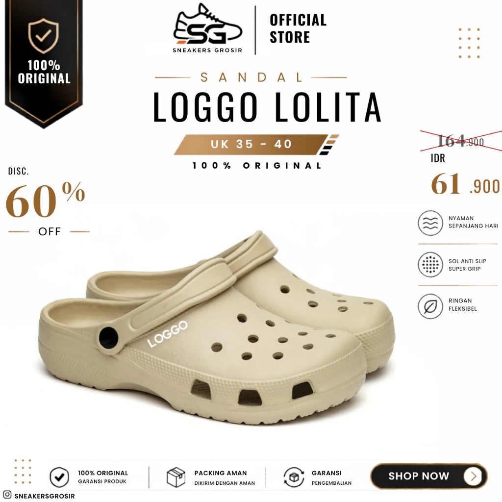 SANDAL LOGGO LOLITA SERIES 100% ORIGINAL || Sandal SERIES size 35-40