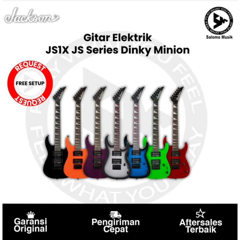 Gitar Elektrik Jackson JS1X JS Series Dinky Minion Amaranth FB Metalic Silver Burst Original