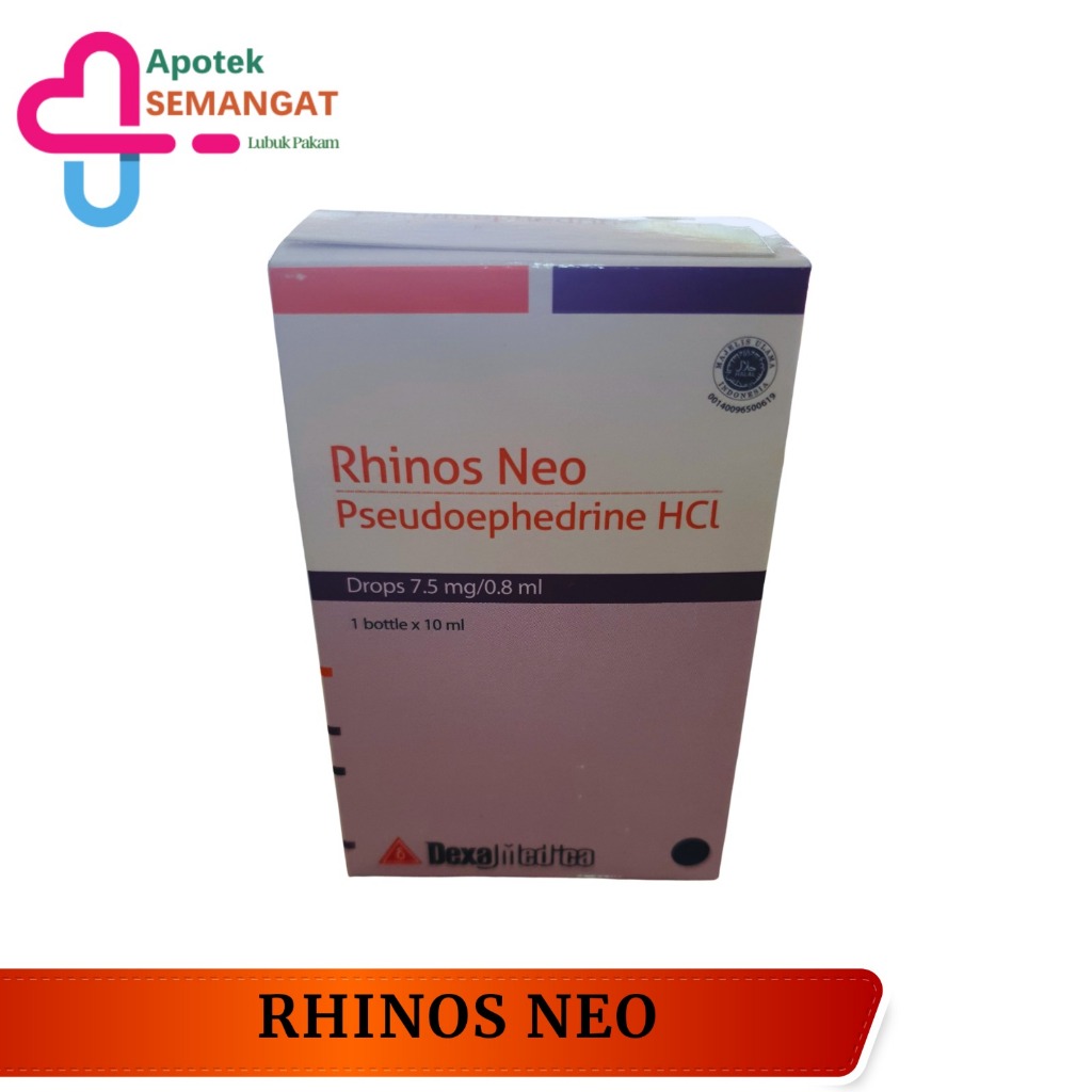 Rhinos Neo Drops Obat Pilek Bayi 10 ml - Pseudoephedrine HCl, Meringankan Hidung Tersumbat, Untuk An