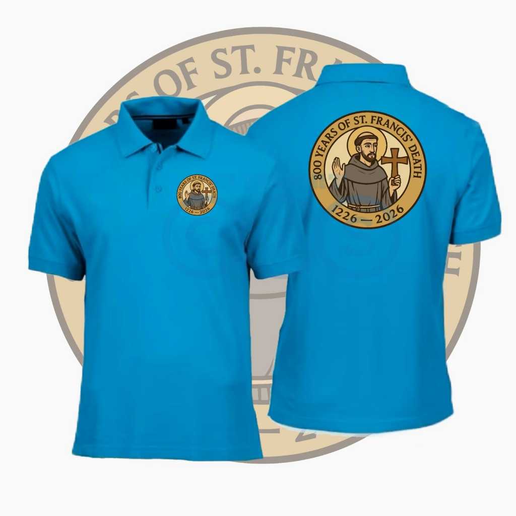 BAJU KERAH POLO SHIRT 800 YEARS OF ST FRANCIS' DEATH SERAGAM YUBILEUM FRANCISCUS ASISI SANTO FRANSIS