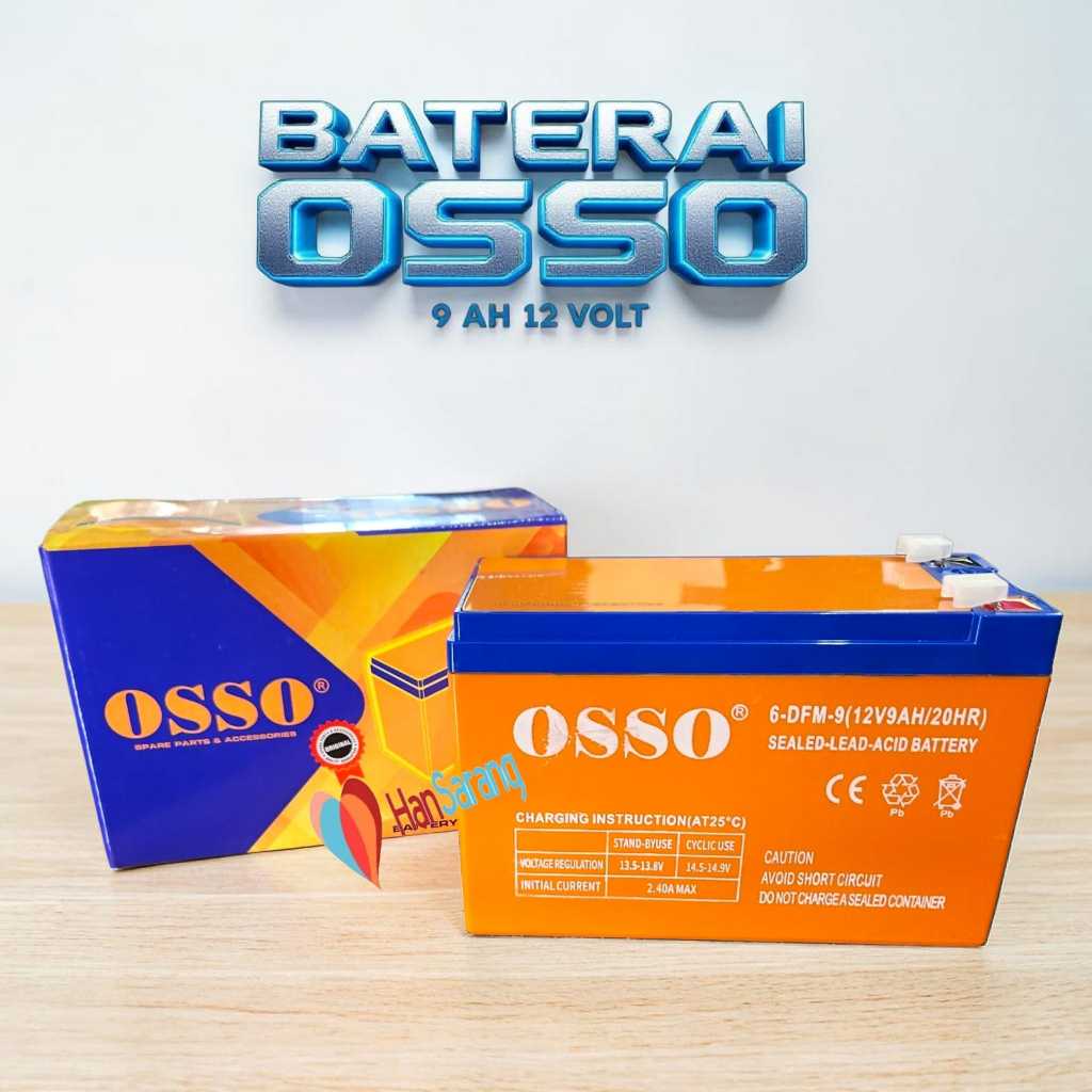 BATTERY OSSO AKI SPRAYER 12V 9AH AKI ACCU BATRE UPS BATERAI SPRAYER ELEKTRIK 12V AKI 9 Ah