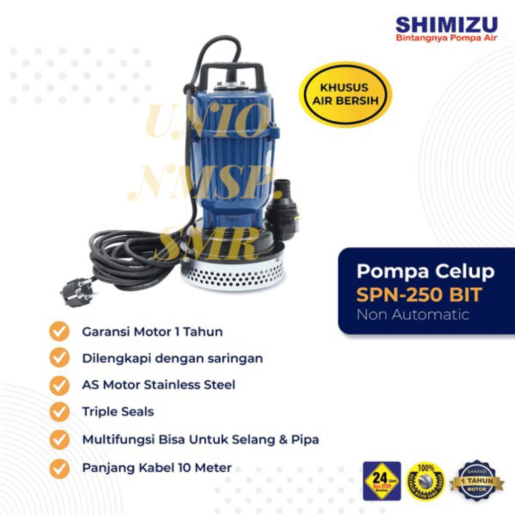 Pompa Air Celup Shimizu SPN 250 BIT Submersible Pump Kolam Ikan dan Kuras Tangki