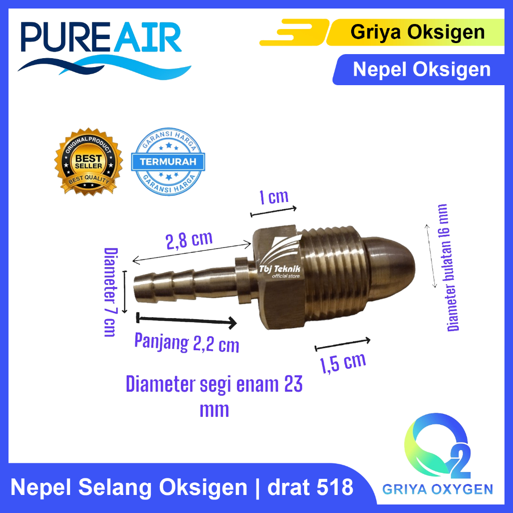 Nepel Selang Oksigen  | Drat 5/8