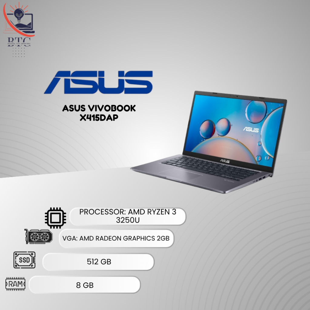 ASUS VivoBook X415DAP Ryzen 3 3250U Laptop Kencang untuk Kerja, Kuliah & Multitasking, Radeon Graphi