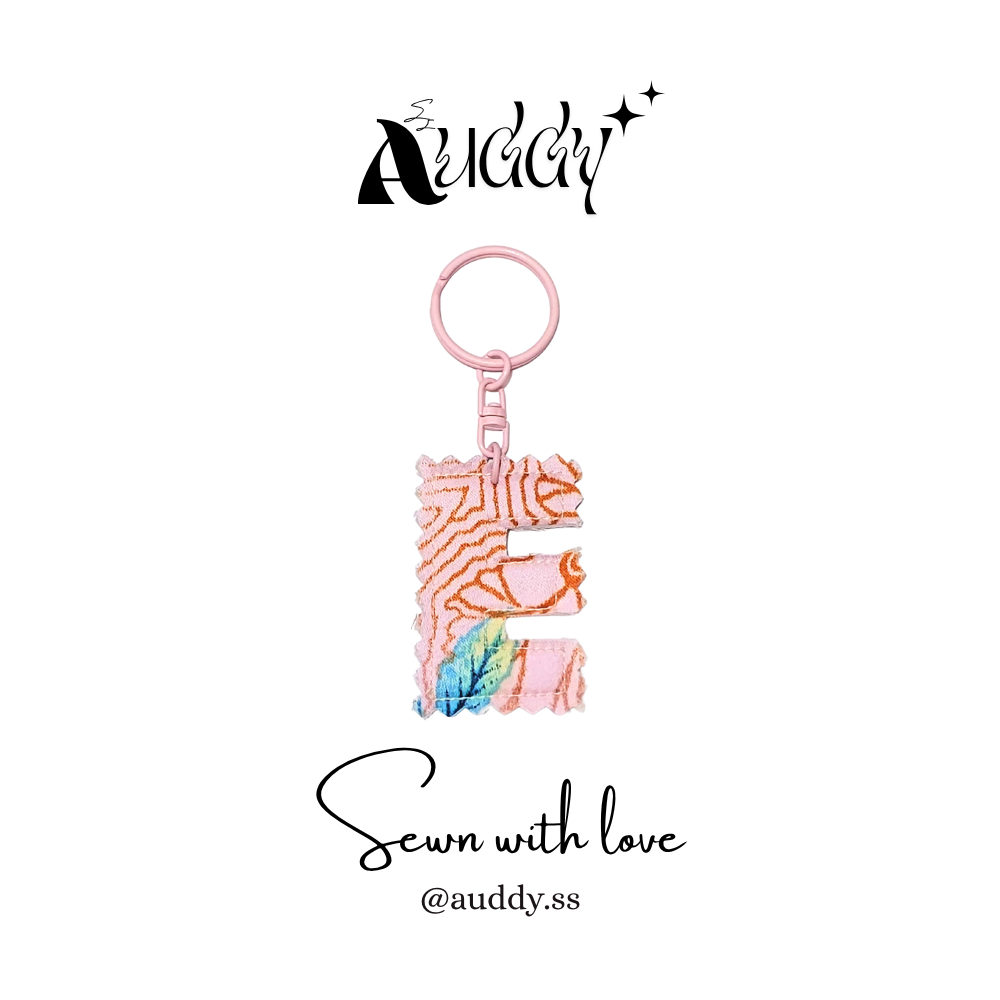 Huruf E Gantungan Kunci Huruf Handmade | Aksesoris Tas Lucu | Keychain Unik Kain Perca