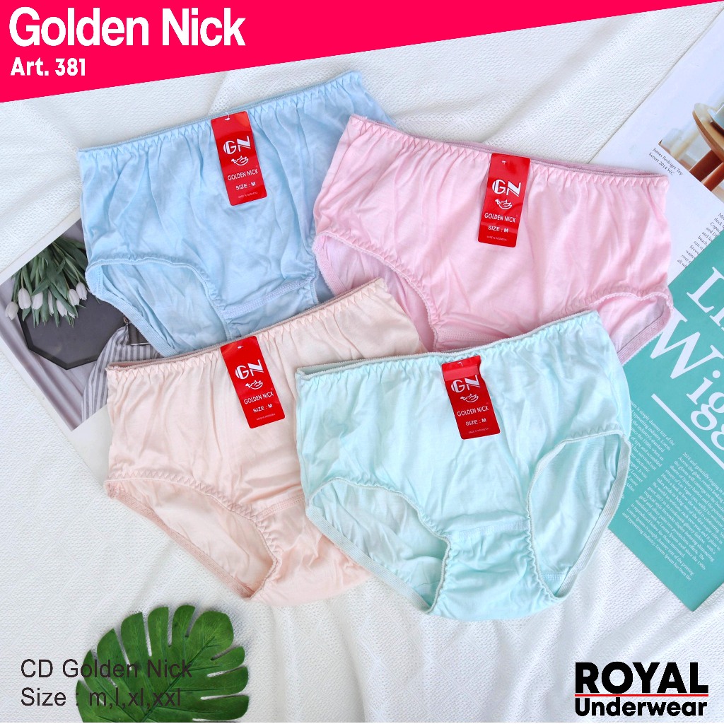 6 pcs - CD Golden Nick 381 Jahit Zig-zag | Celana Dalam Wanita Dewasa Katun Super Lembut | Royal Und