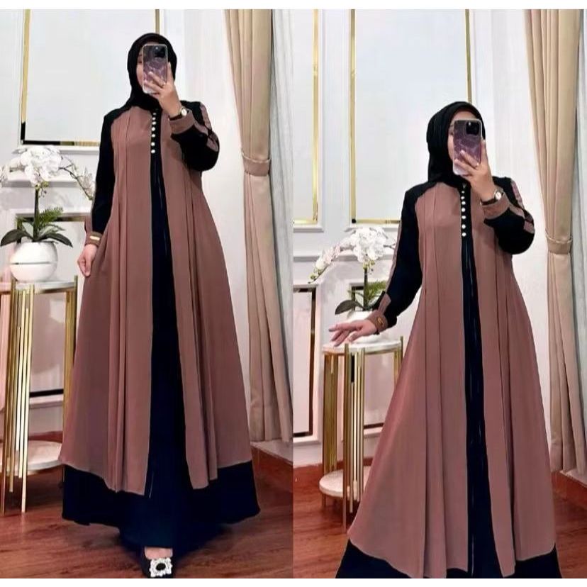 Gamis Outer Ld 120 cringkel sutra -Gamis wanita muslimah kekinian Gamis jumbo terbaru