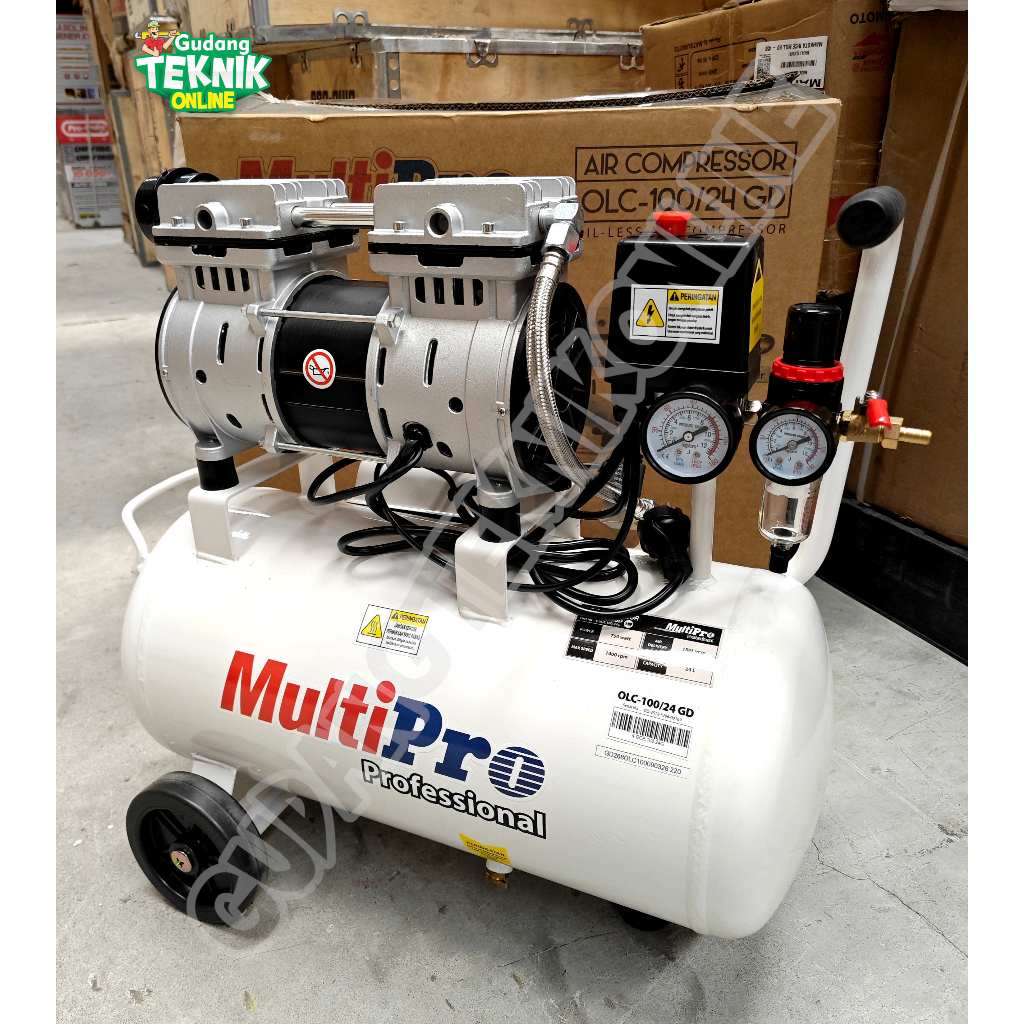 MULTIPRO Kompresor Angin OILESS 24L MULTIPRO OLC-100/24GD 1HP LISTRIK  / Kompresor Tanpa Oli Air Com