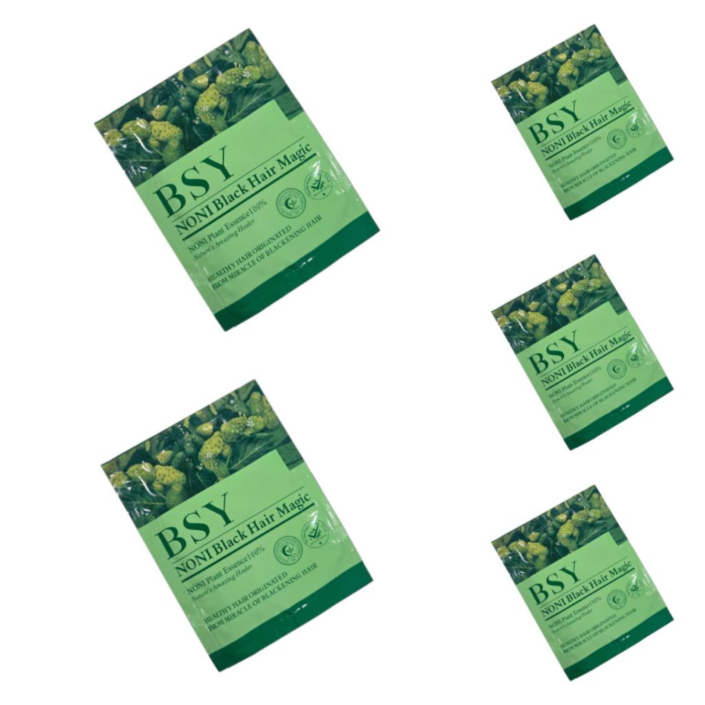 [ 5 PCS  ] BSY NONI Shampo Penghitam Rambut Alami Organik 20ml - BSY NONI Black Hair Magic Asli 100%