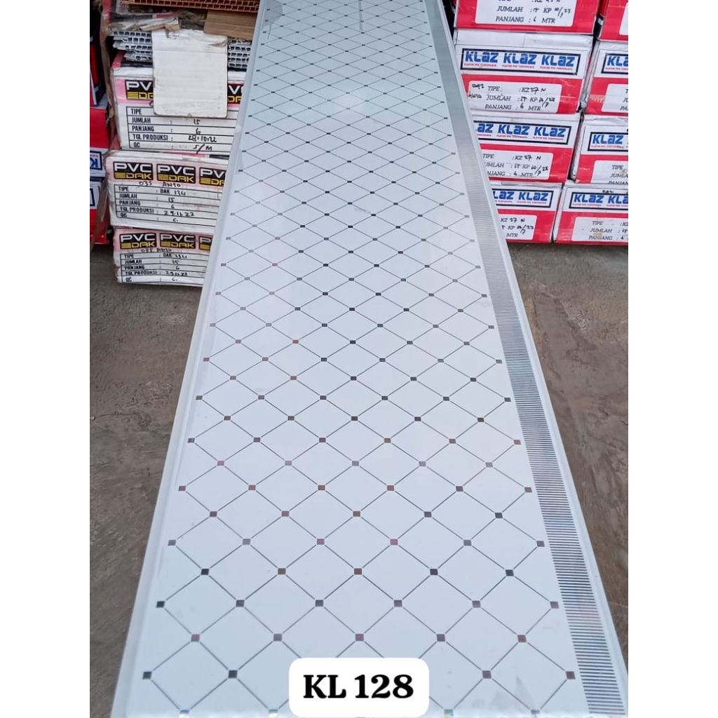 Plafon PVC Putih Glossy Motif Kotak